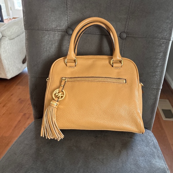 Michael Kors Knox Tassel Pebbled Leather Satchel Handbag - Picture 1 of 8